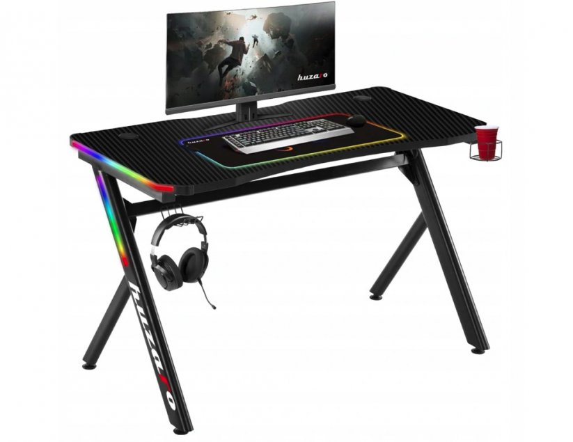 Hochwertiger Gaming-Schreibtisch mit LED-Hintergrundbeleuchtung für begeisterte Gamer