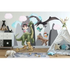 Samolepka na stenu dinosaury v horách