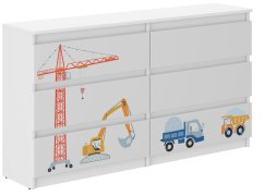 Komoda pre deti s motívom nákladných áut 77x30x140 cm