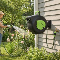 Автоматична макара за градински маркуч - Стенна макара за маркуч с 30 м маркуч