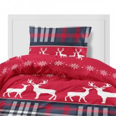 Модерни коледни чаршафи за легло червени с елени