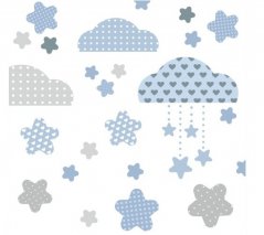 Autocolant decorativ de perete pentru bebeluși, cu nori albaștri