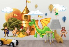 Barevná samolepka na zeď pro princezny a prince - kouzelné království