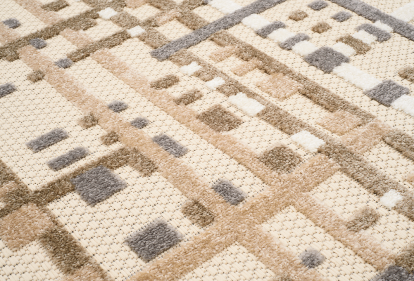 Krem tepih za terasu sa sivim detaljima - Veličina tepiha: Širina: 120 cm | Duljina: 170 cm