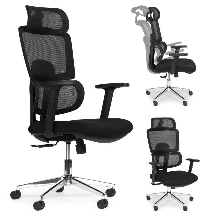 Scaun de birou ergonomic din plasă cu tetieră reglabilă