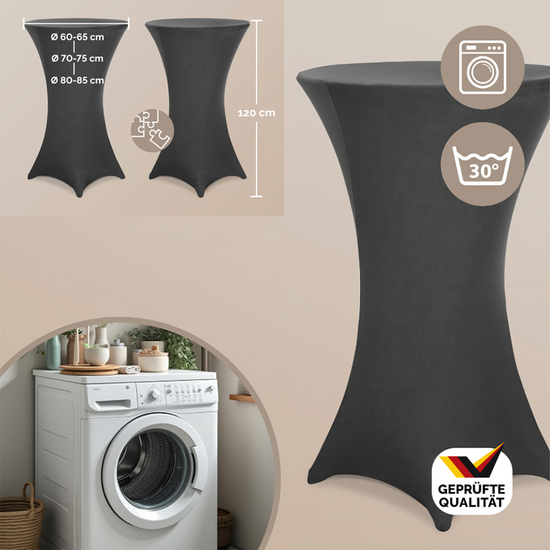 Tovaglia elastica per tavolo da bar - antracite - Misure: priemer 70 cm