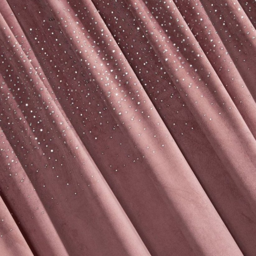 Розови затъмняващи завеси с лента на райета 140 x 270 cm