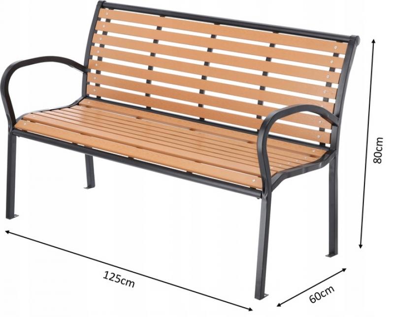Moderní zahradní lavice v hnědé barvě 125 x 60 x 80 cm