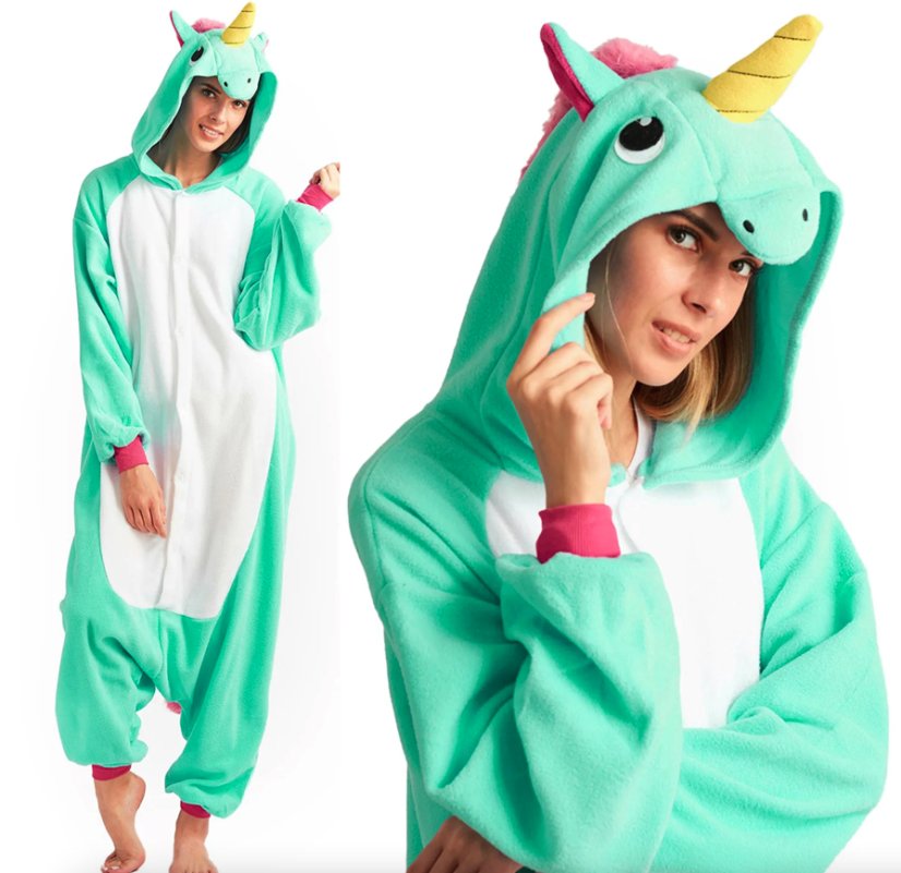 Menthol Kigurumi Jumpsuit mit Einhornmotiv Größe S