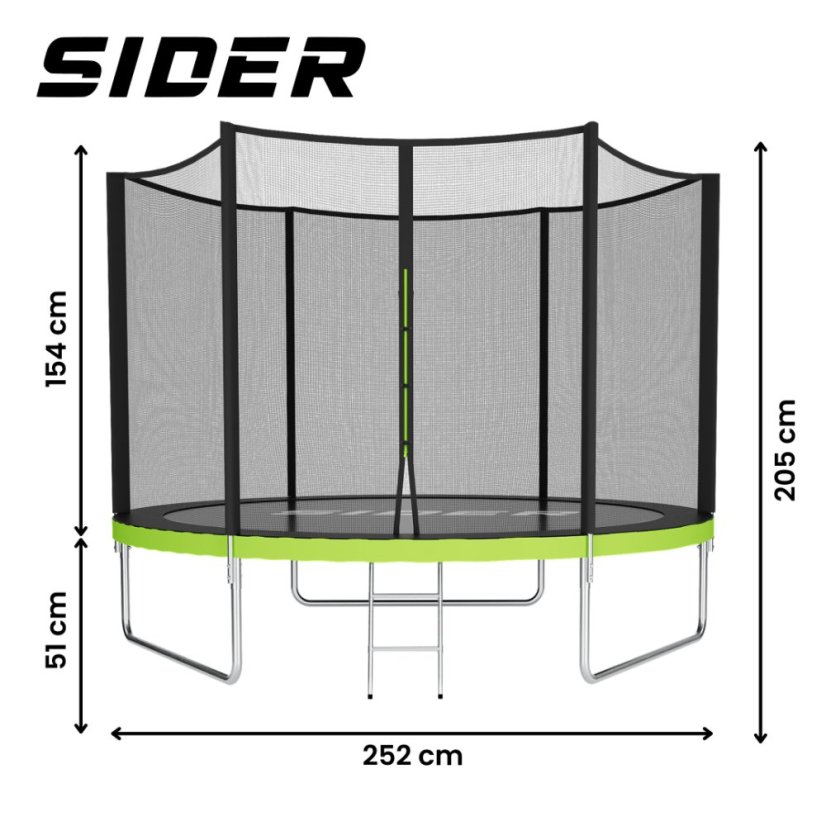 Zahradní trampolína pro děti, ochranná síť, stabilní konstrukce 8FT Ø 252 cm