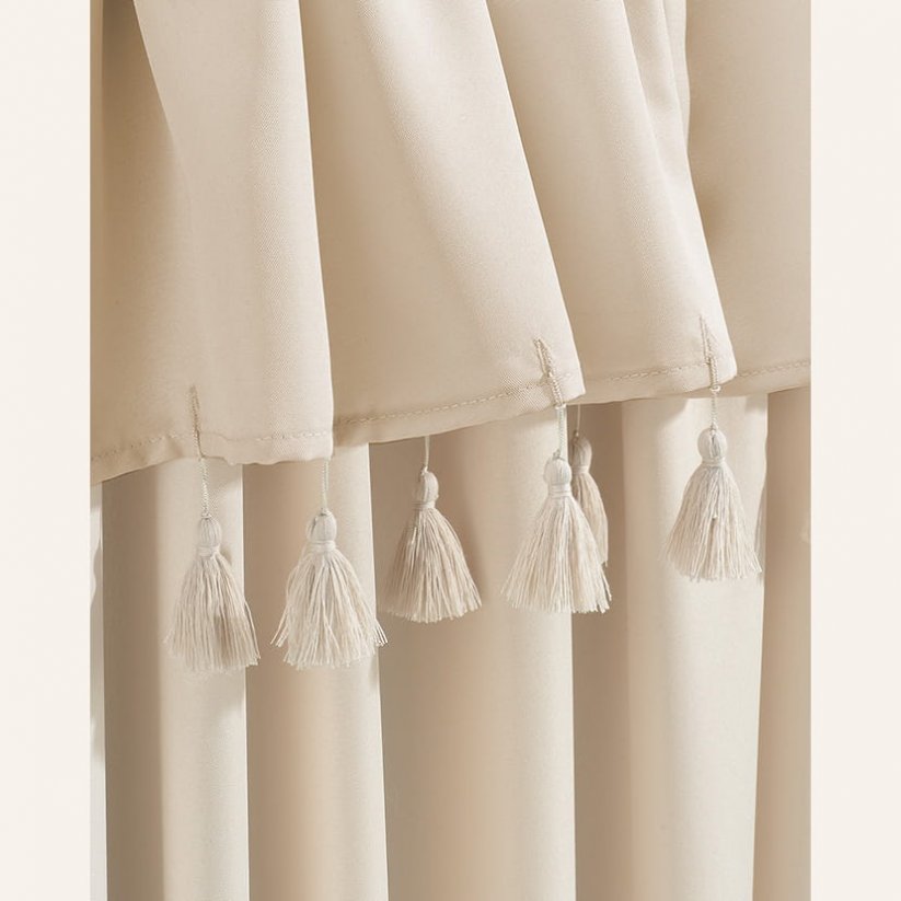 Krem zavesa Astoria s čopki za žične zanke 140 x 260 cm