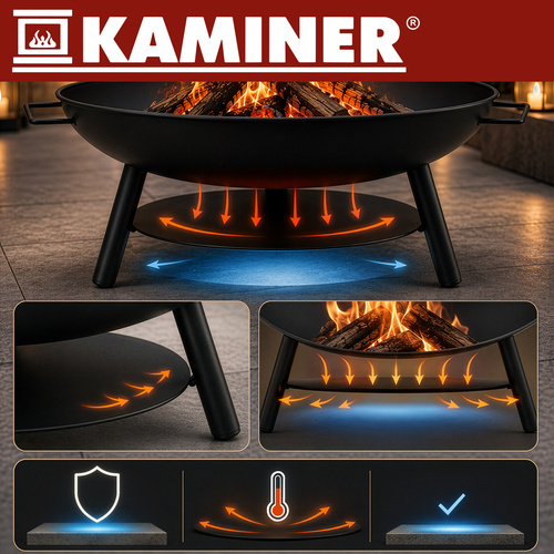 Kerti grill háromlábú állvánnyal – 58 cm-es, felfüggesztett rozsdamentes acél rács tűztérrel
