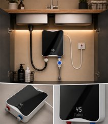 Elektrický průtokový ohřívač vody 5500 W s digitálním displejem (30–60 °C)