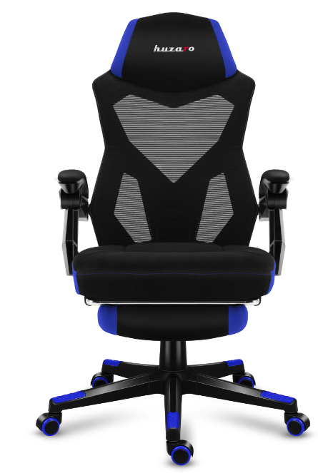 Ergonomické herní modré křeslo s opěrkou nohou COMBAT 3.0