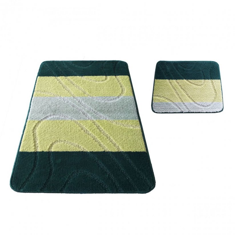 Koberčeky zelenej farby do kúpeľne protišmykové - Rozmer koberca: 50 cm x 80 cm + 40 cm x 50 cm