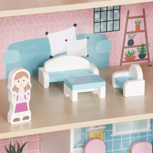 Veľký drevený domček pre bábiky s LED osvetlením