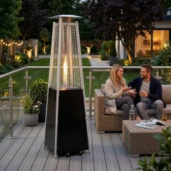 Plynový terasový ohřívač z nerezové oceli 11,5 kW se skleněným plamenem a regulací teploty