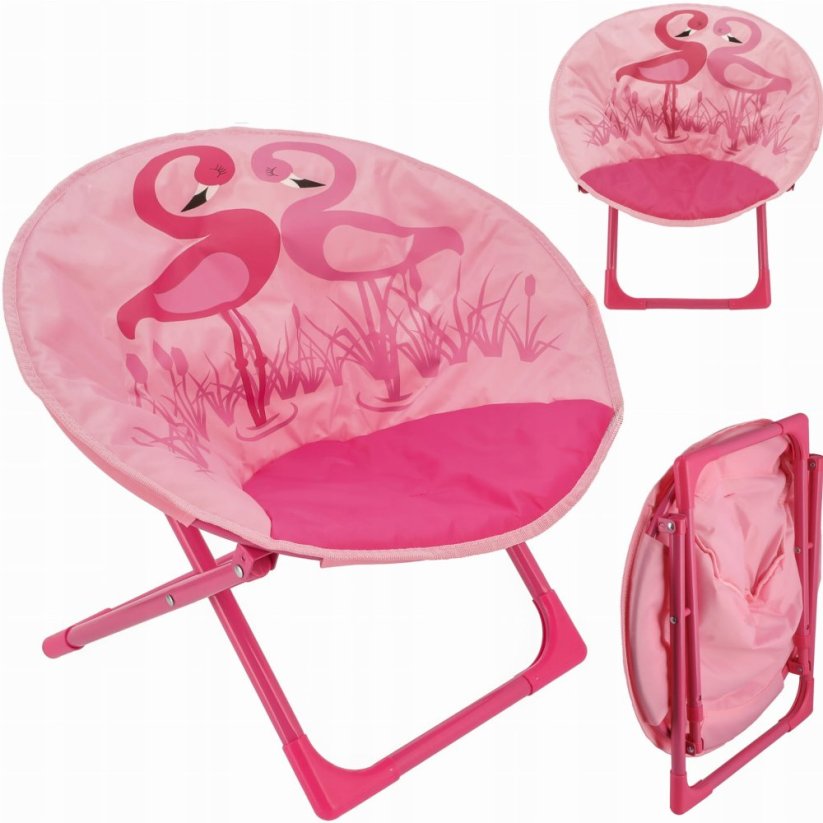 Детски стол за къмпинг в розово с фламинго