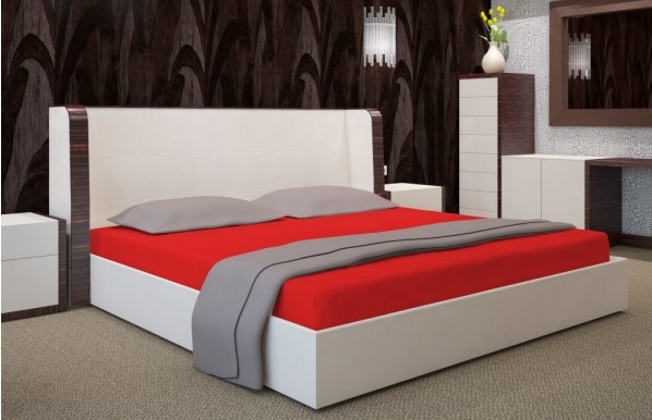 Červená napínacia plachta na posteľ - Rozmer: Šírka: 200 cm | Dĺžka: 220 cm