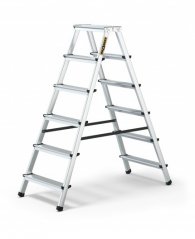 Obojstranný schodíkový rebrík z hliníka, so 6 schodíkmi a nosnosťou 125 kg