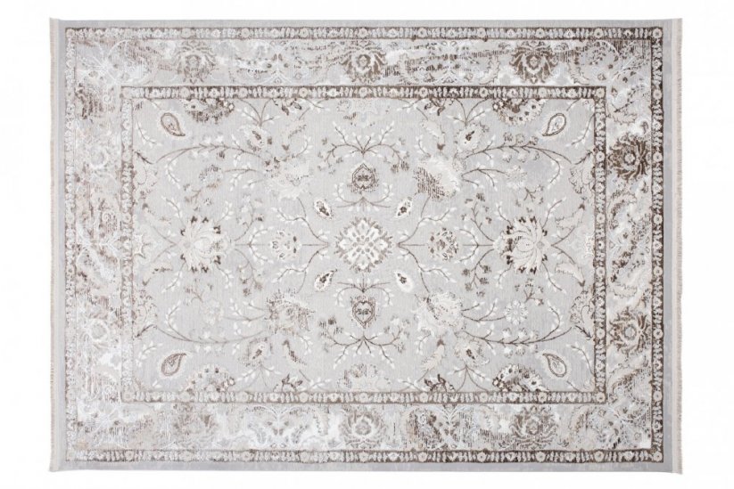 Светлобежово-сив килим с винтидж дизайн и шарки