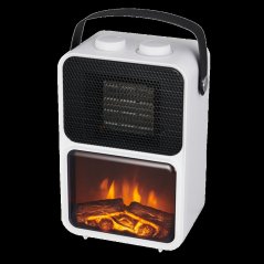 Свободностояща бяла електрическа камина с ефект на пламък - 600/1200 W