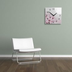 Декоративен стъклен часовник с мотив цъфнали цветя, 30 см