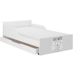 Roztomilá dětská postel 180 x 90 cm s šedým čelem a macíkem