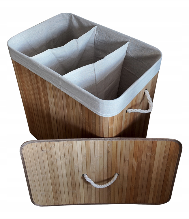 Bambusový kôš na bielizeň – 3 komory, 150 l