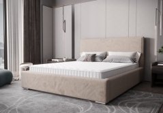 Időtlen kárpitozott ágy minimalista kivitelben, bézs 180 x 200 cm