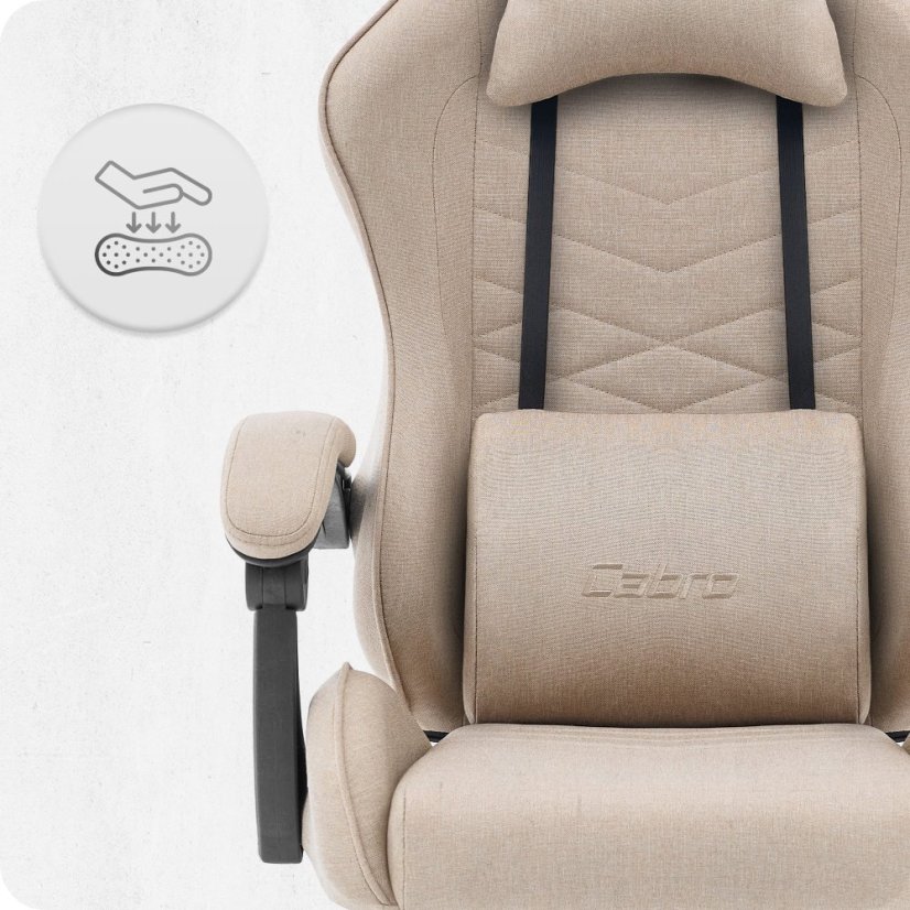 Scaun gaming CABRO C500 – din țesătură, cu spătar reglabil, capacitate de până la 150 kg, bej + CADOU