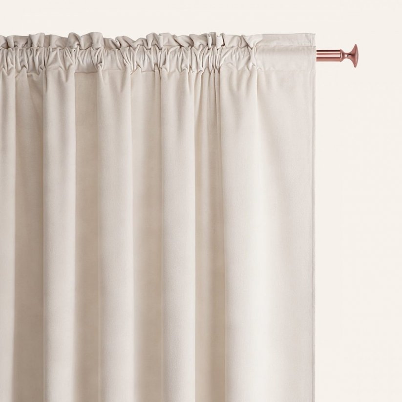 Светлобежова велурена завеса CHARMY за панделка 140 x 260 cm