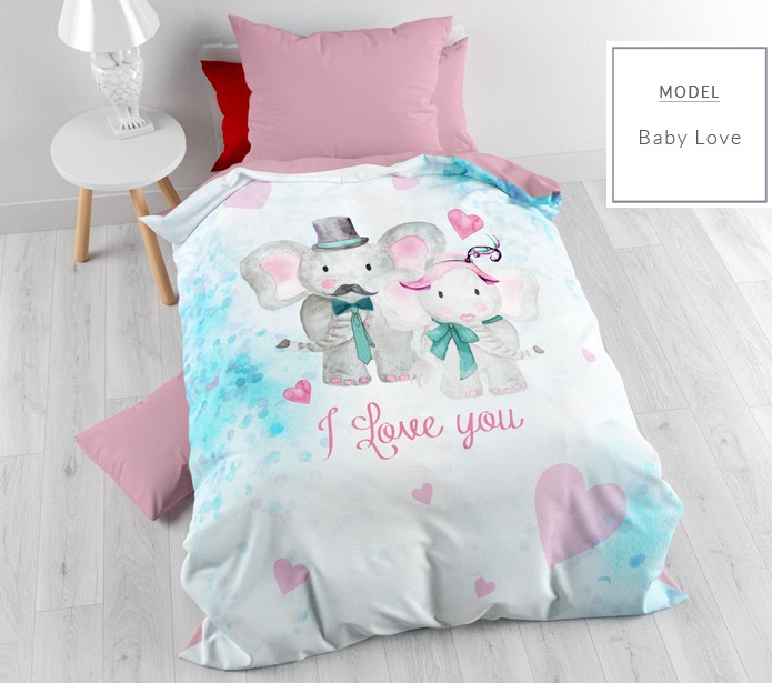 Biele detské posteľné obliečky so sloníkmi 
