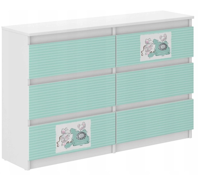 Detská komoda s myšičkami 77x30x120 cm