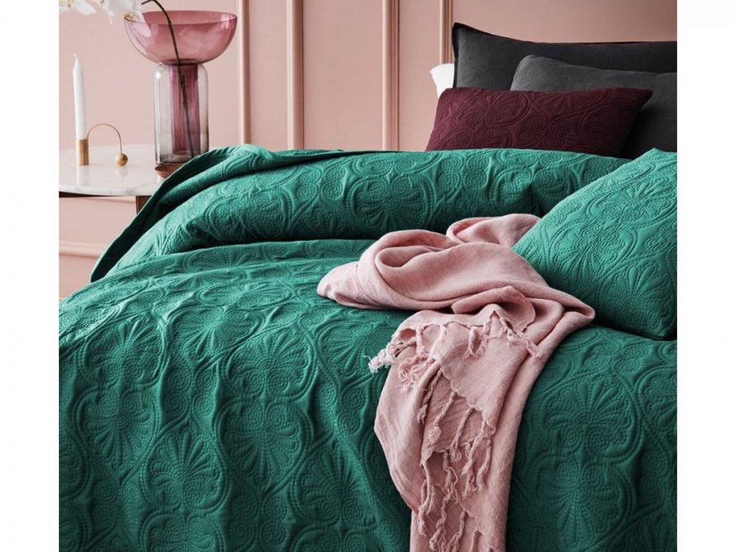 Elegantný zelený prehoz na posteľ 200 x 220 cm