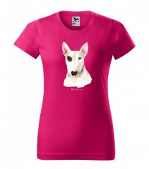 Originelles Damen-T-Shirt aus Baumwolle mit Aufdruck eines Bullterrier-Hundes