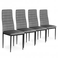 Set di 4 eleganti sedie in velluto grigio