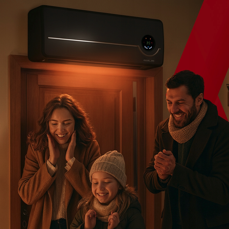 Kaminer AIRO 2000W légfüggöny WiFi vezérléssel és kerámia PTC fűtőtesttel.