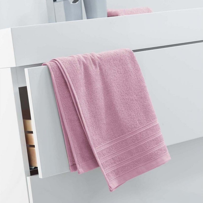 Lussuoso asciugamano rosa chiaro in morbido cotone 50 x 90 cm