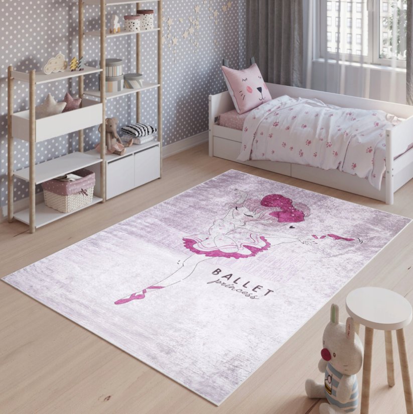 Kinderteppich mit rosa Ballerina