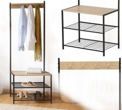 Szabadon álló ruhafogas kampókkal és polcokkal - 60 x 40 x 175 cm