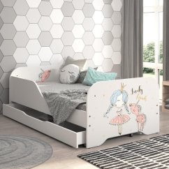 Pat pentru copii 140 x 70 cm cu motiv de prințesă și unicorn