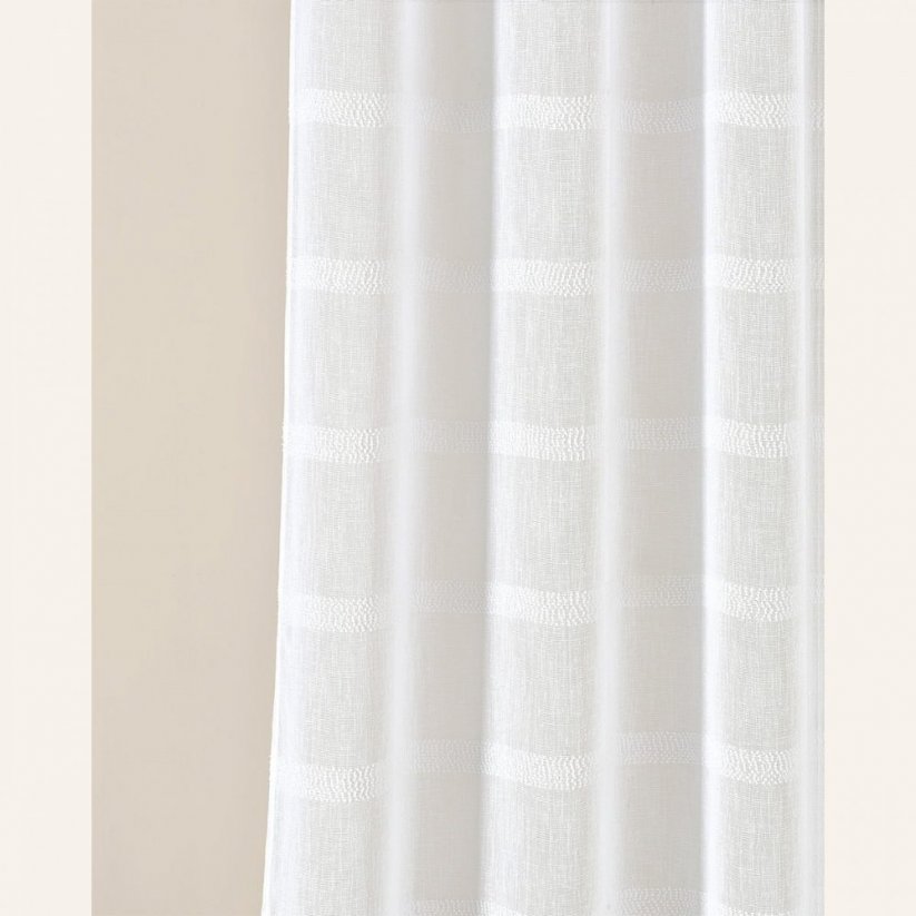 Hochwertige weiße Gardine Maura mit Aufhängeringen 140 x 250 cm