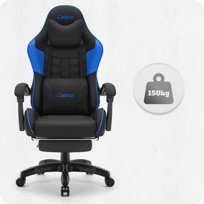 CABRO C501 gejmerska stolica s osloncem za noge, do 150 kg, crna i plava