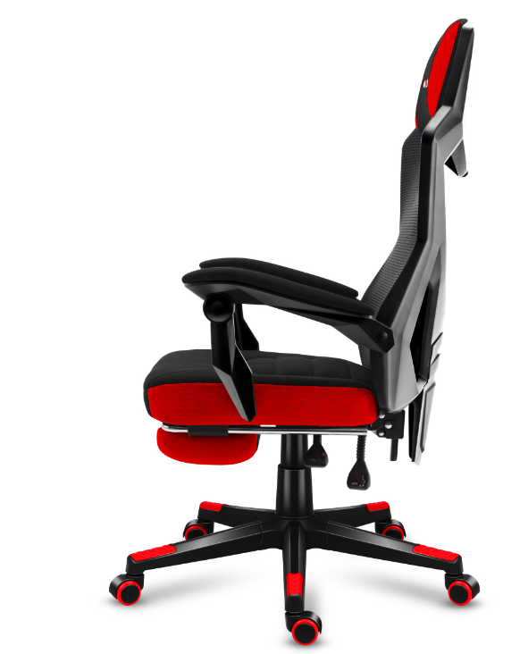 Ergonomické herní červené křeslo s opěrkou nohou COMBAT 3.0