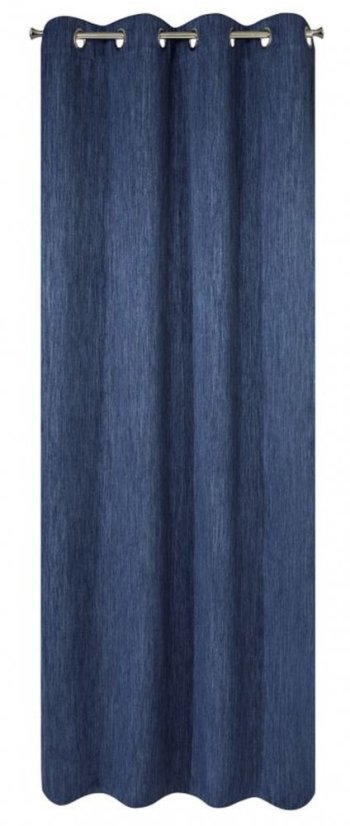 Jednoduchý záves v modrej farbe so zavesením na kruhy 140 x 250 cm