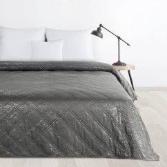 Luxuriöse Velours-Bettdecke mit Silberdruck - grau
