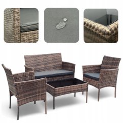 Elegante set di divani da giardino in rattan con tavolo
