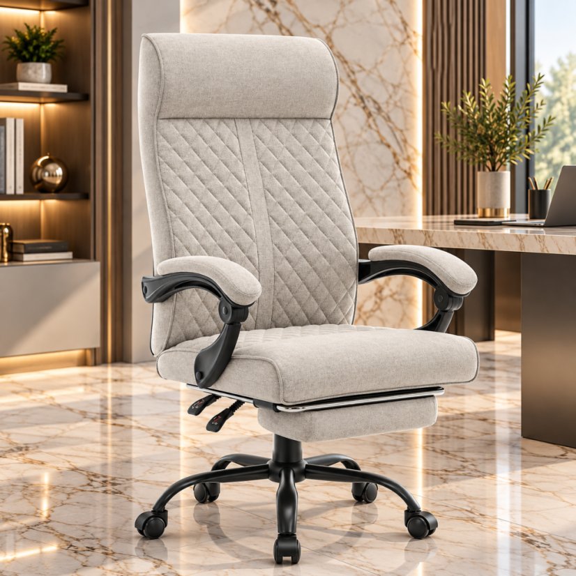 Scaun de birou ergonomic HC-1030, cu șezut cu arc și o capacitate de încărcare de 120 kg – bej