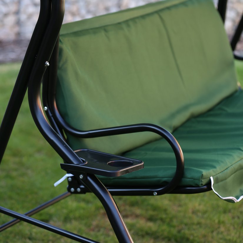 Gartenschaukel aus Stahl in dunkelgrüner Farbe